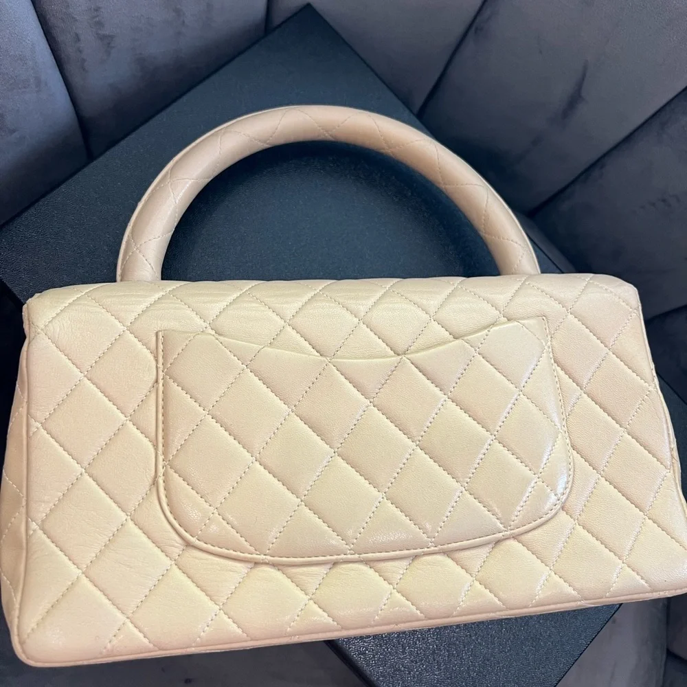 Vintage 24k gold & beige Chanel top handle crossbody - Picture 8 of 15